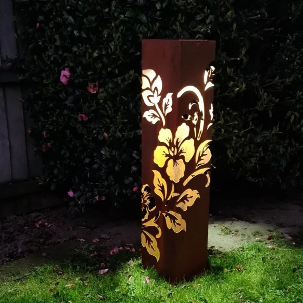 CortenAura Corten Steel Garden Sculpture - Hibiscus